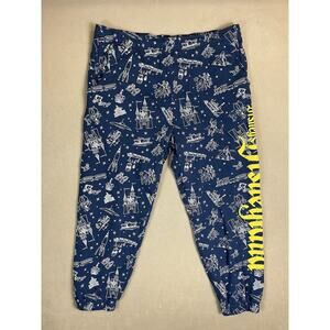 Disney 100 Pants Mens‎ Extra Large Blue Jogger Sweatpants Pockets Tapered Adult